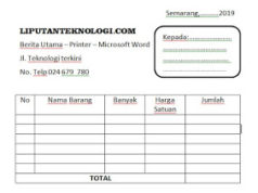 cara membuat nota dengan ms words