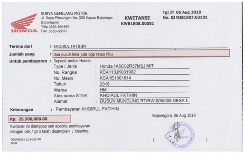 Kwitansi Pembayaran